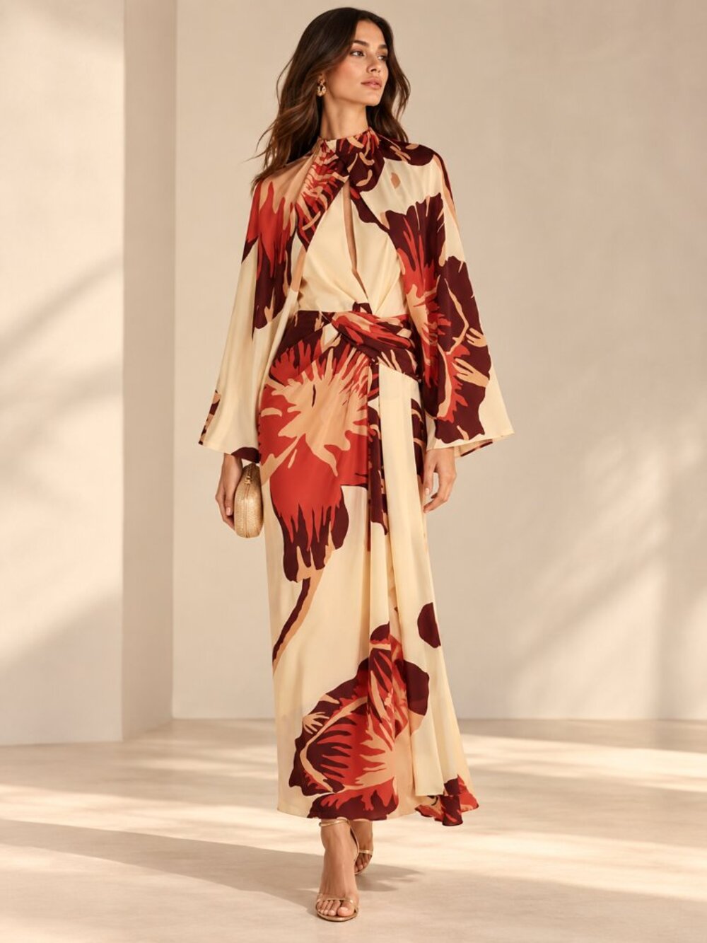 Johanna Ortiz Odyssey Silk Ankle Dress Ecru Multi Size 4 NWT